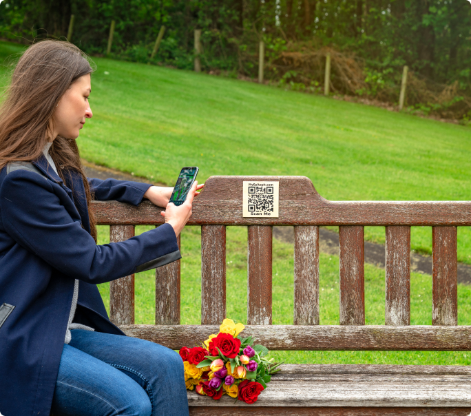 Scanning QR on memorial bench