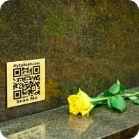 QR plaque on a gravestone